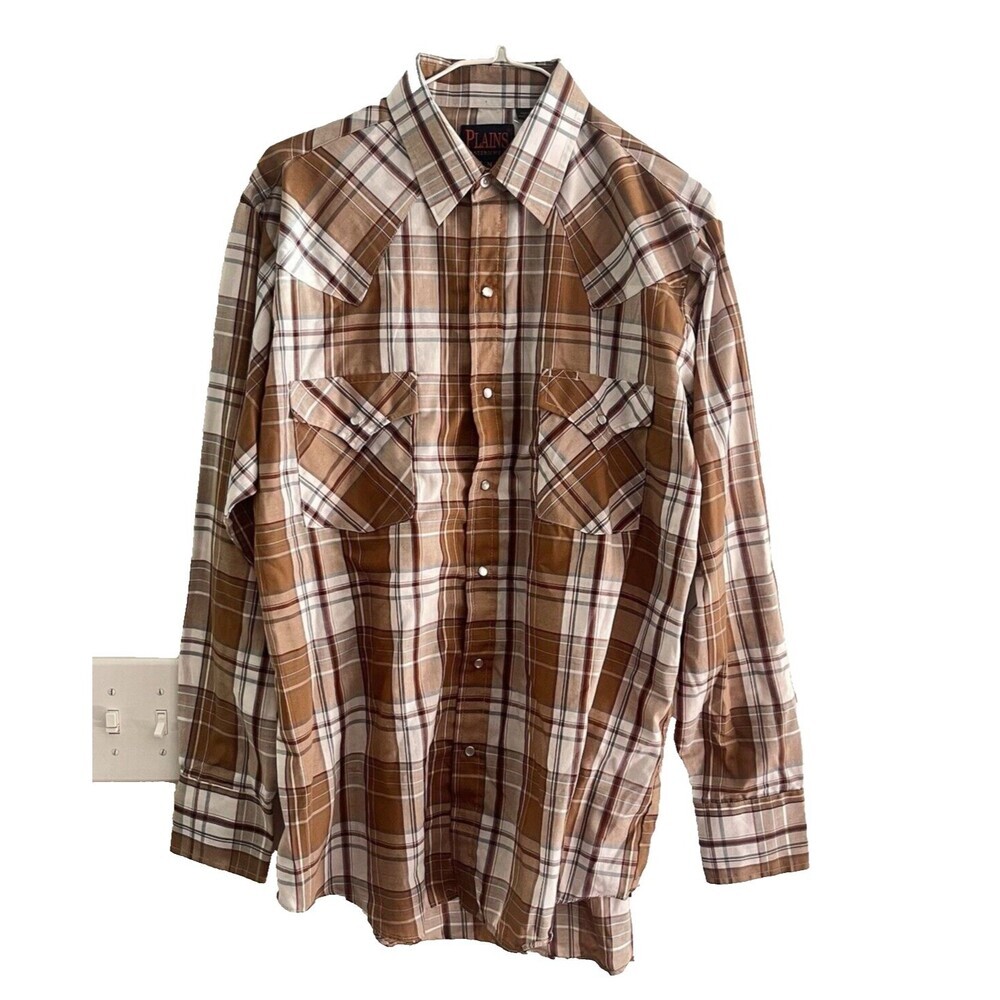 Plaid Men's Casual Button Down Shirt - Brown